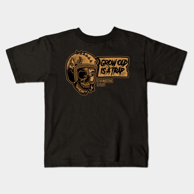 Grow Old is a Trap Kids T-Shirt by Rhotacism Illustration